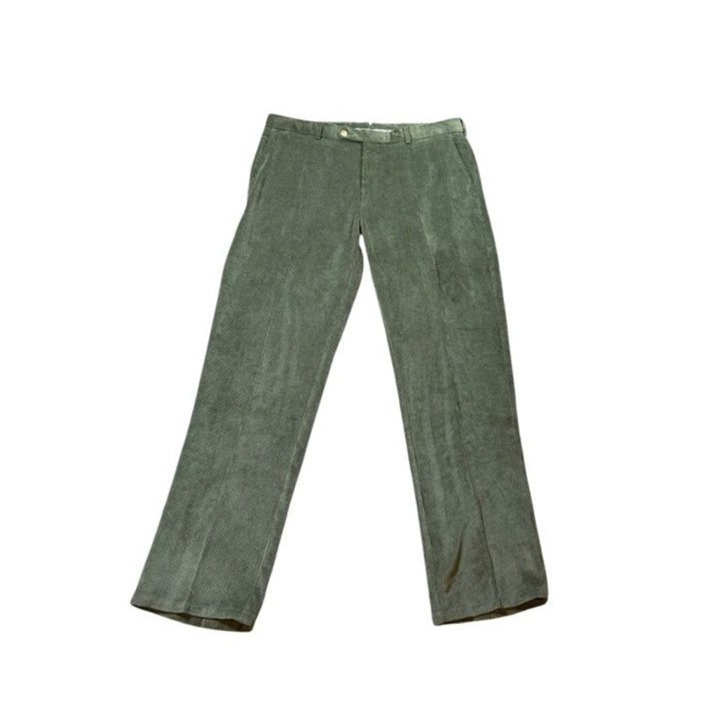 Peter Millar Nanoluxe Corduroy Pants Mens Size 36x32 Straight Leg Green Flat